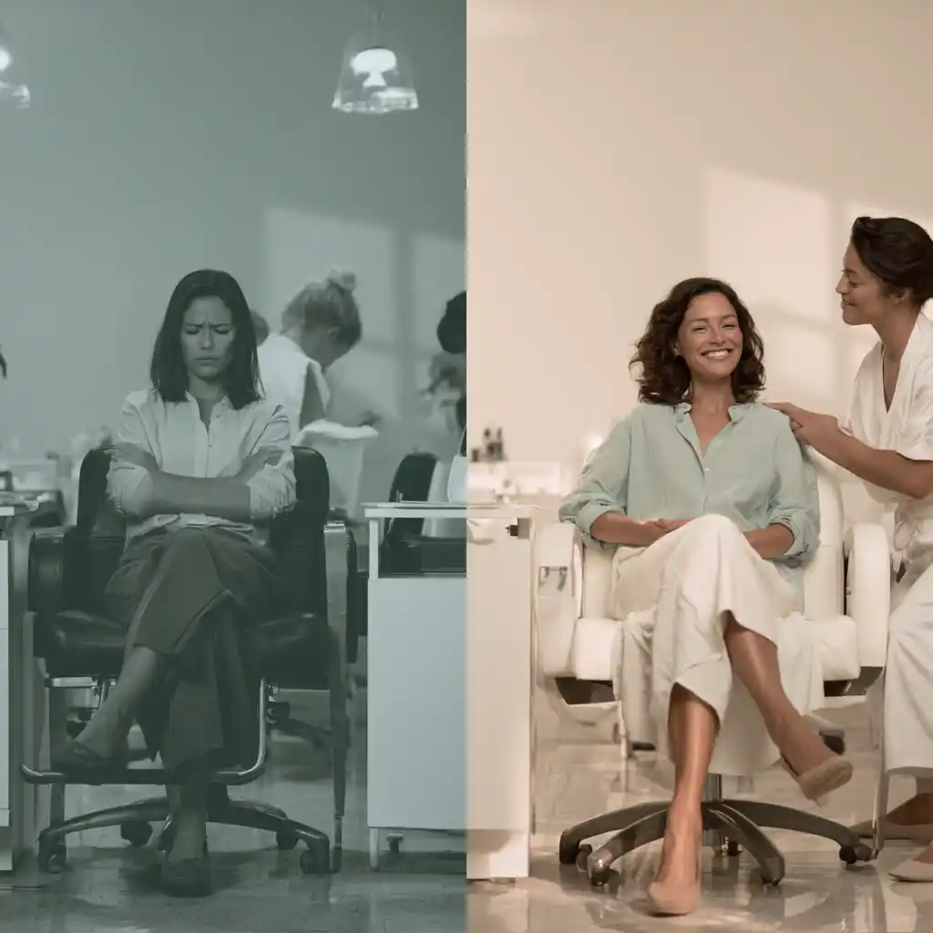 Transformation d'une femme au salon