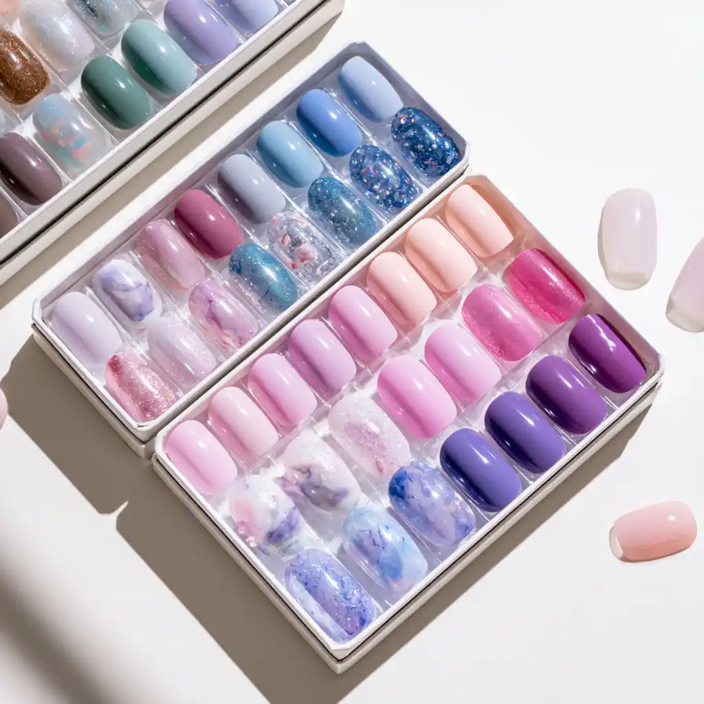 Vernis à ongles colorés et variés.